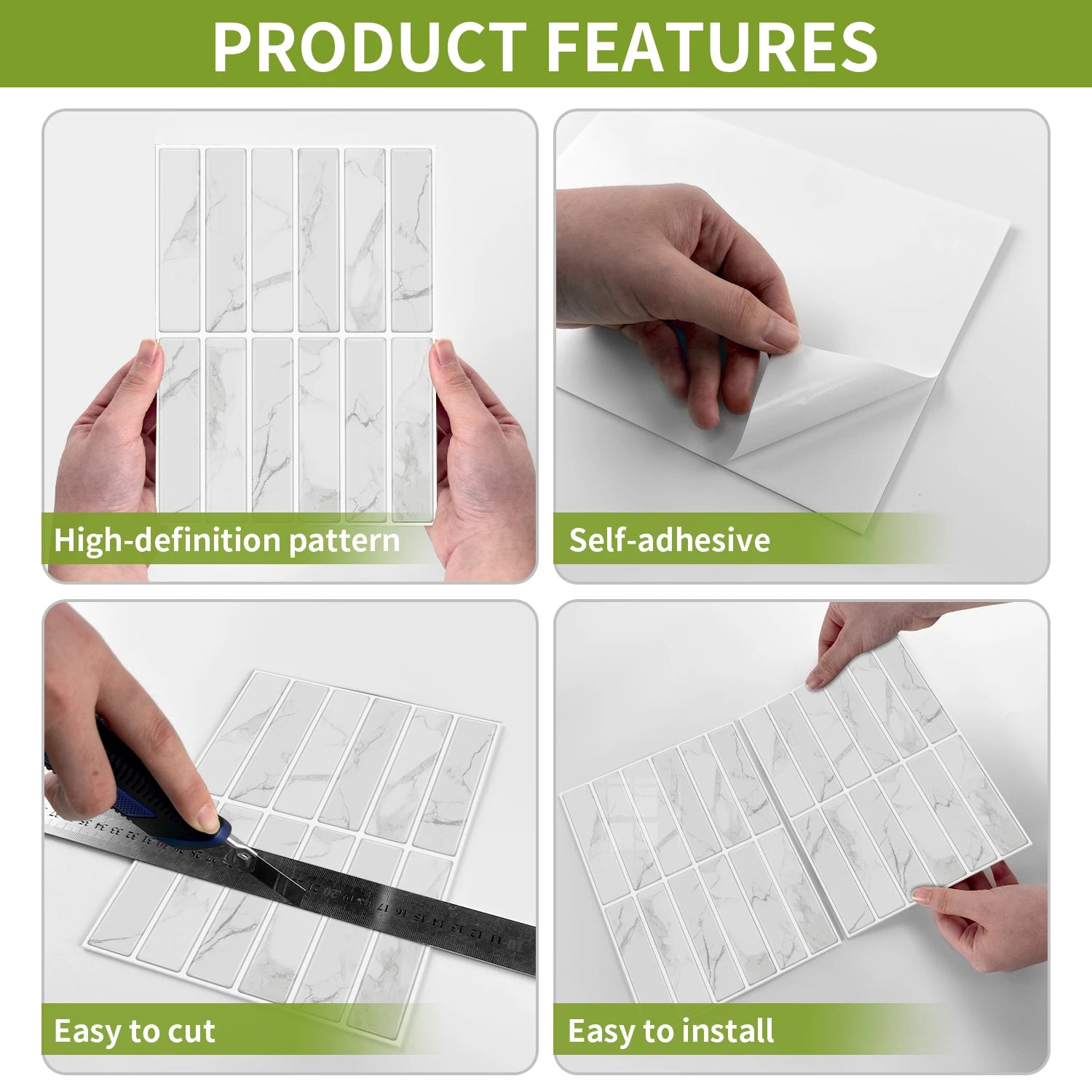 Self Adhesive Marble Wall Tiles 17x23cm Peel Stick Waterproof Easy Clean Subway Stickers For Home Kitchen Shower Wall