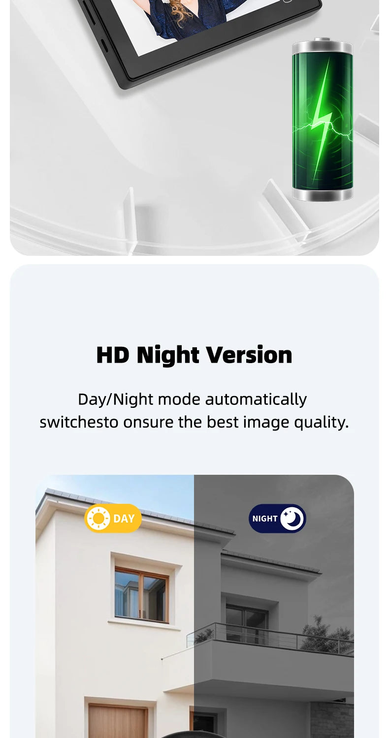 4.3 Inch HD Display Visual Peephole Video Doorbell 145 Degree Angel 1 Megapixel Camera PIR Motion Detection Night Vision Cat Eye