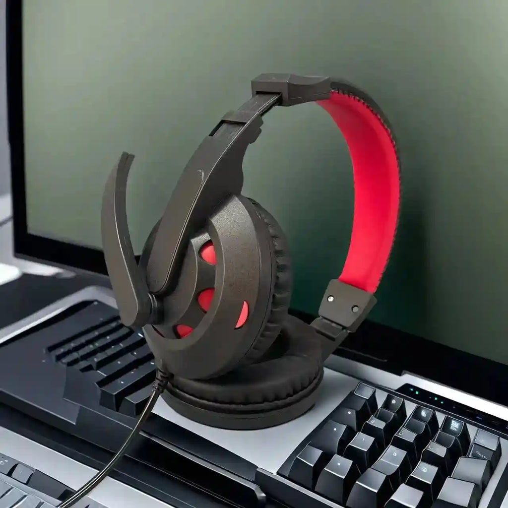 Tidesmit Red Over-Ear Gaming Headphones with Mic and Low Latency Audio Tidesmit