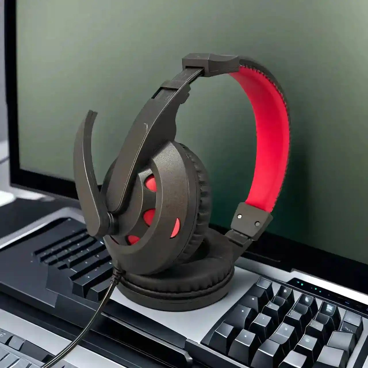 Tidesmit Red Over-Ear Gaming Headphones with Mic and Low Latency Audio Tidesmit