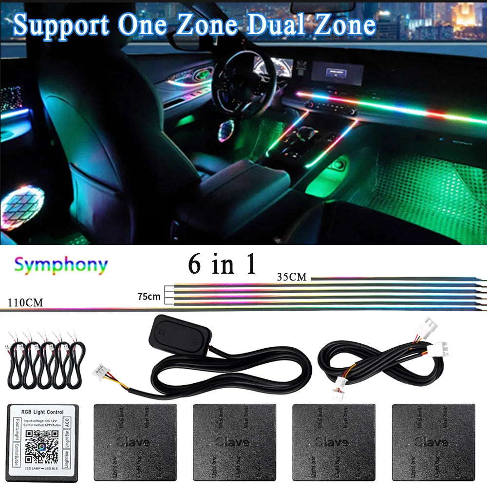 Car Ambient Lighting RGB LED Symphony Atmosphere Lamp by Tidesmit 6 in 1 Symphony B Tidesmit