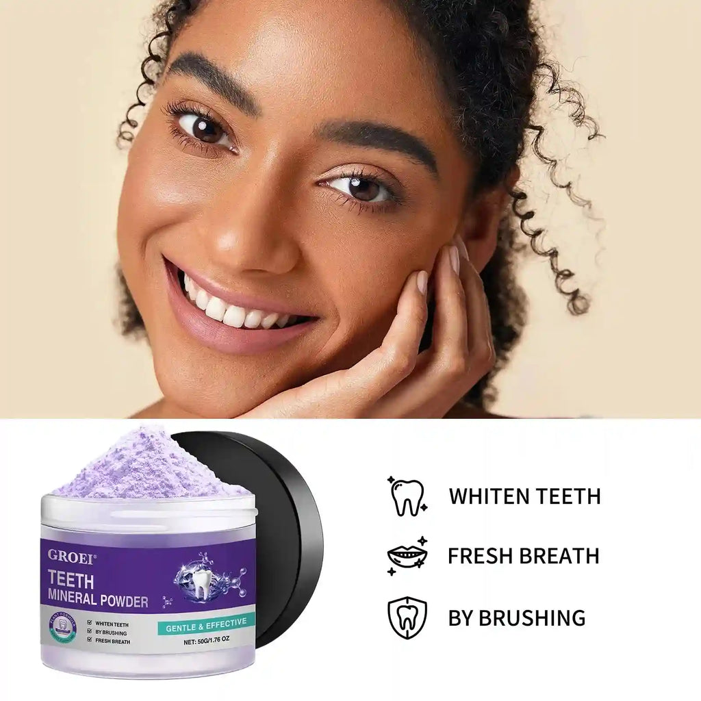Tidesmit Hydroxyapatite Teeth Whitening Powder purple formula for plaque removal and fresh breath