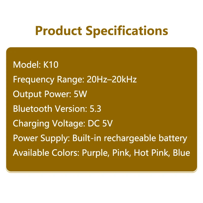 K10 Wireless Bluetooth Speaker With 2 Microphone RGB Light Outdoor Home Karaoke Voice Change Mini Speaker for Family Gifts