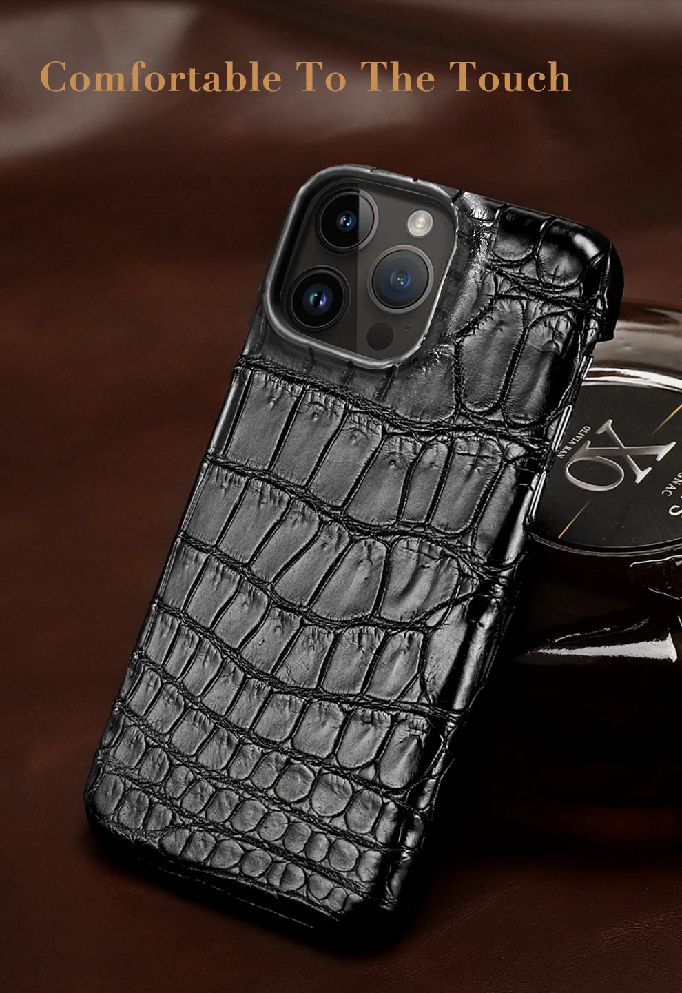 Crocodile Leather iPhone 17 Pro Case – Slim Shock-Absorbing Cover Tidesmit