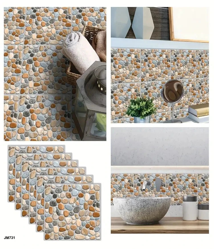 Self-Adhesive Marble Wall Tiles - Waterproof Stickers for Kitchen Backsplashes, Bathrooms, Living Rooms, Easy to Install and Rem