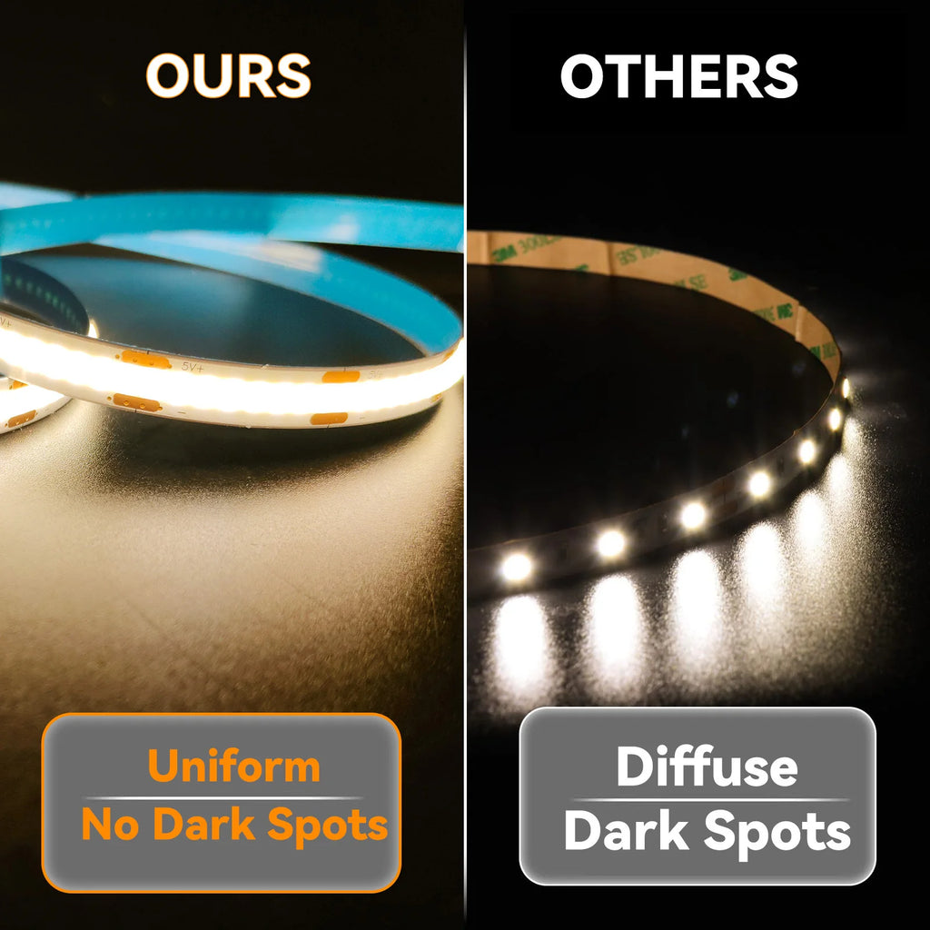 COB LED Strip Lights With Touch Dimmer 5V High Density Linear Lighting with Adhesive Tape DIY Lamp For Living Room Cabinet Decor