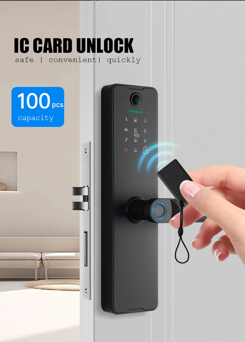 Tuya Wifi Fingerprint Smart Door Lock Digital Electronic Lock Remote Unlock Keyless Security Anti-theft Smart Home Hotel Office