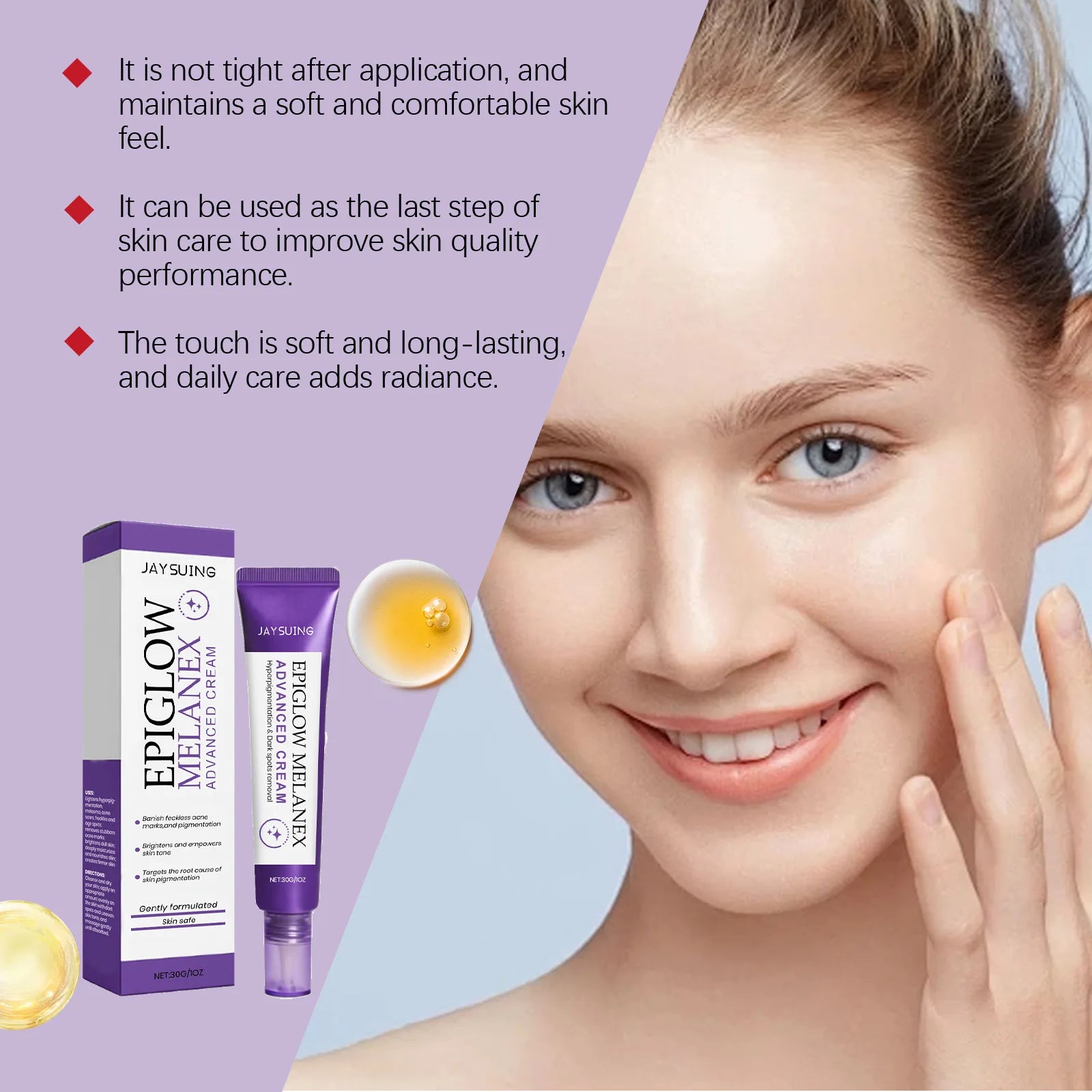 Tidesmit Subtle Glow Velvet Cream face makeup texture close-up for a soft-focus silky skin tone evening effect