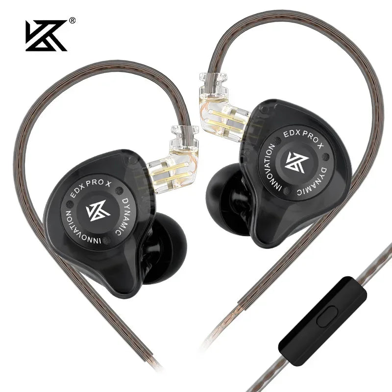 KZ EDX PRO X Wired Earphones Dynamic Drive HiFi Stereo Bass Sound Earbud Music Noise Cancelling Gaming Headset Detachable Cable Black MIC Tidesmit