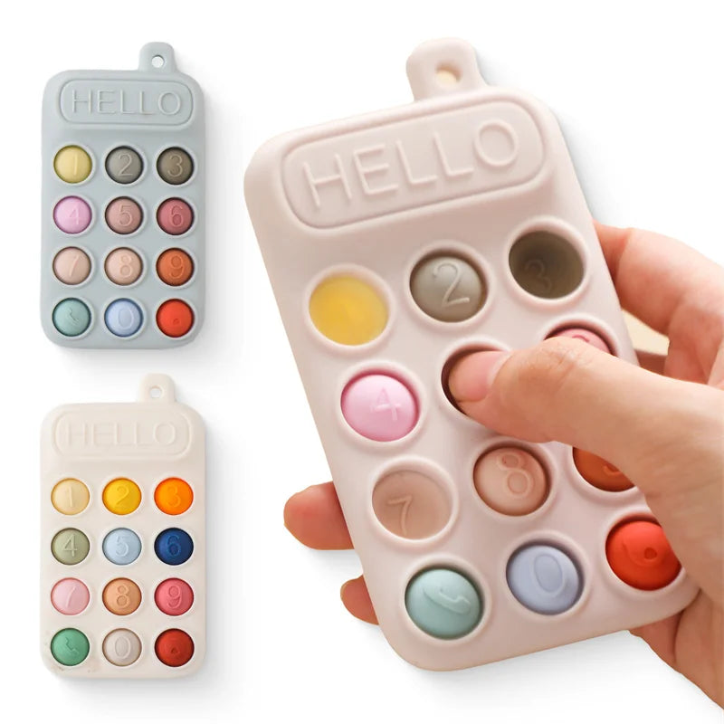 Baby Silicone Phone Teether Toy Pacifier Kids Cartoon Teething Silicone Newborn Early Dental Care Gums Molar Stick Baby Toy Gift