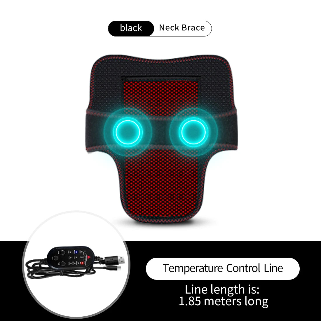 USB Heating Neck Support Brace - Adjustable Hot Compress Therapy Fascia Gun Massage Tidesmit