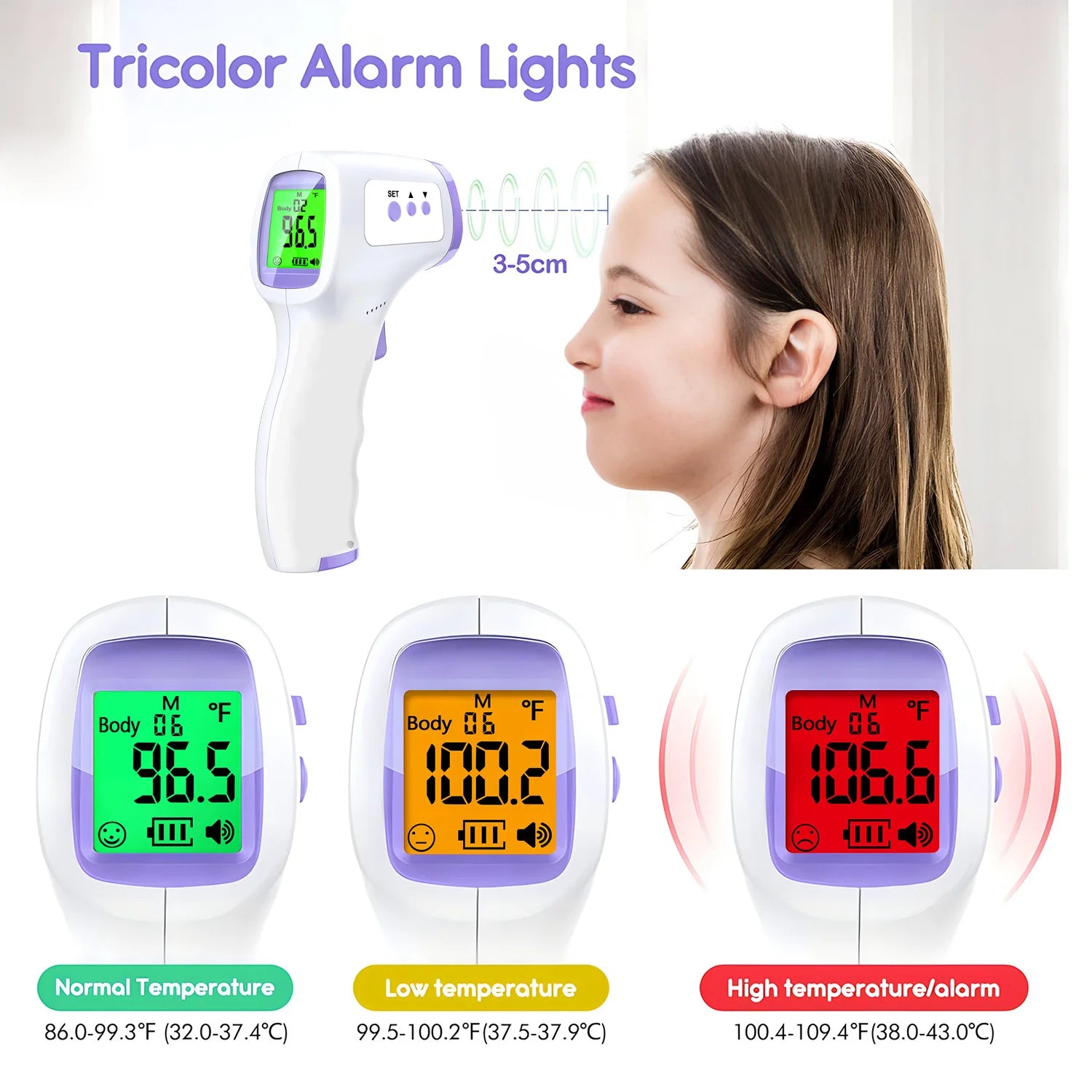 Forehead Digital Thermometer Non-Contact Infrared Medical Temperature Fever Thermometer Body/Pulse Oximeter for Baby Adults
