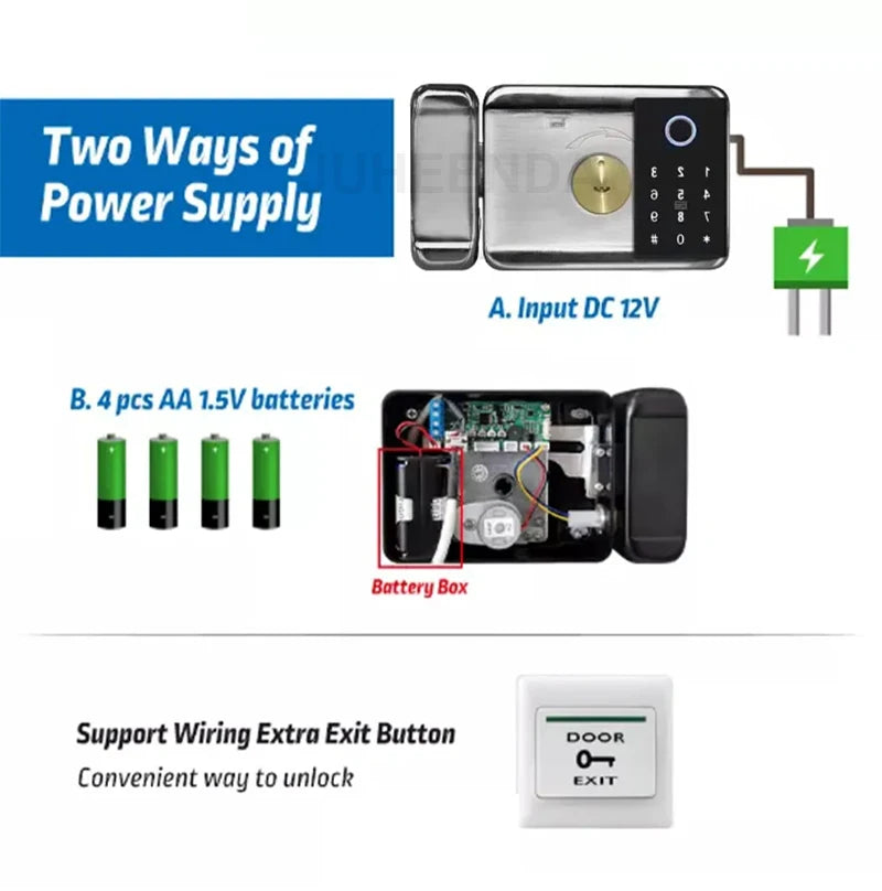 Fingerprint Gate Door Lock TUYA WIFI Outdoor Waterproof Smart Lock With Remote Control TTLOCK App Card Eletronico Digital Lock
