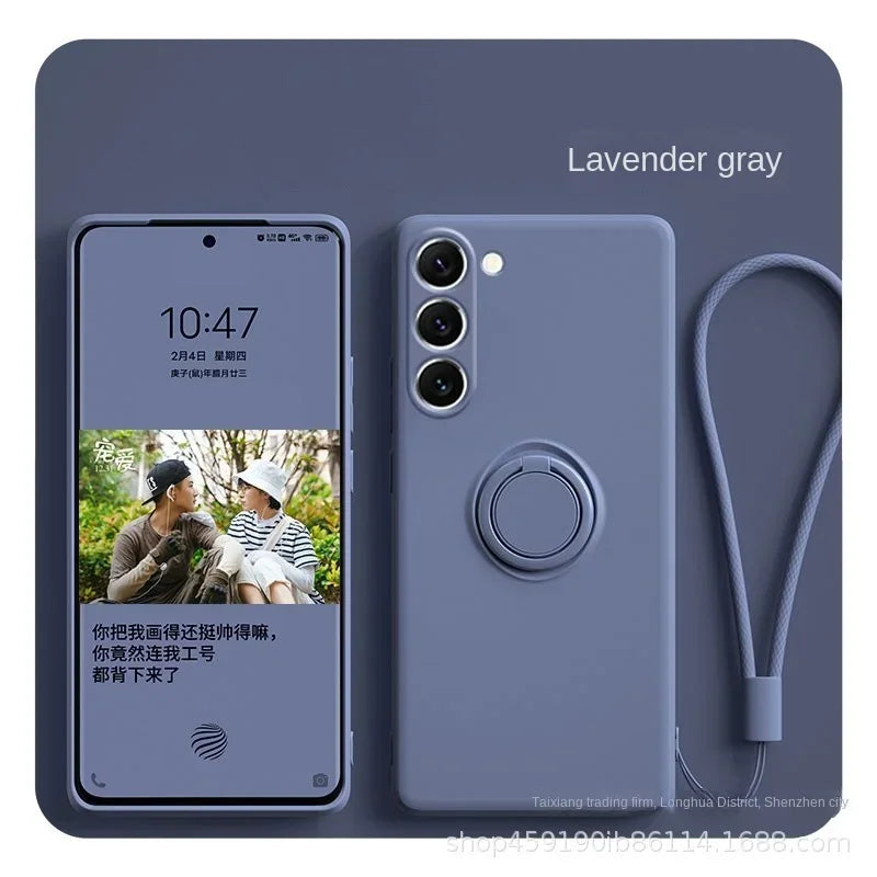 Magnetic Silicone Phone Case for Galaxy S25 with Ring Stand Tidesmit
