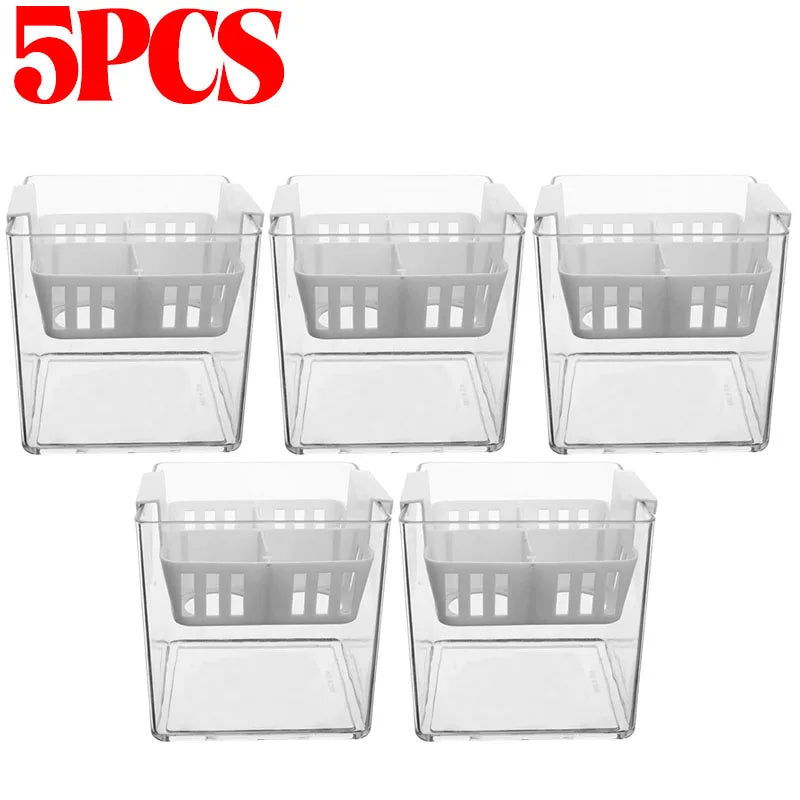 Set of five white 4-cell tulip bulb planters with clear reservoirs
