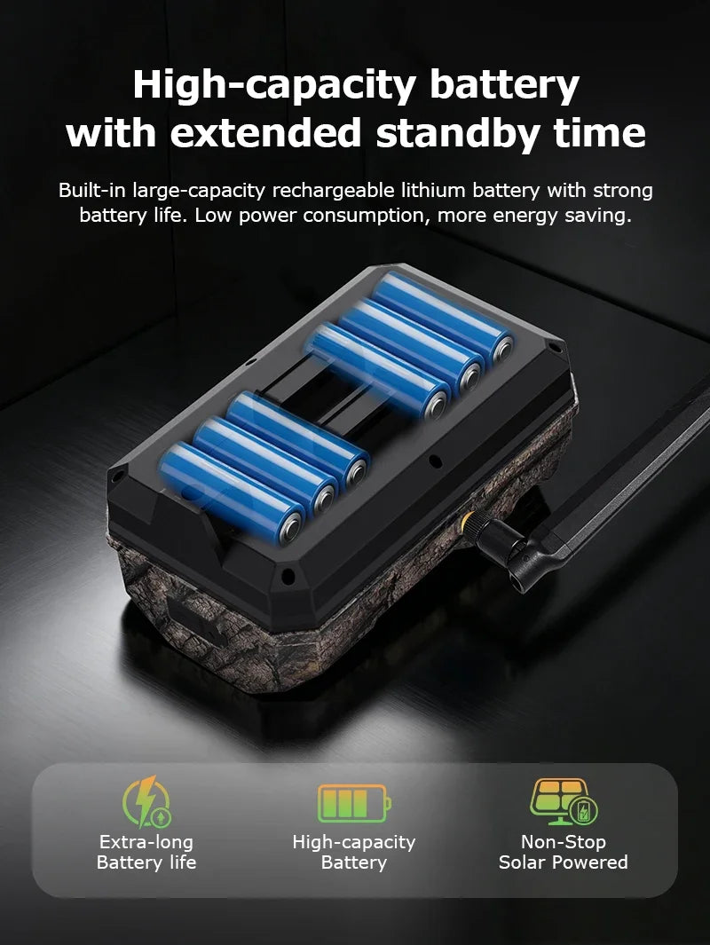 INQMEGA 24MP Dual Lens Solar 4G GPS Hunting Trail Camera AI PIR 180° Wide Angle Night Vision IP66 Outdoor Wildlife Camouflage
