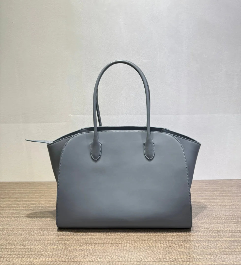 2026 high-quality genuine leather Marlo 12 inch 14 inch saddle leather tote bag, women's shoulder bag, high-end leather texture,