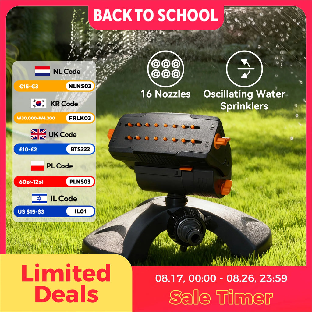 Diivoo Mini Turbo Oscillating Water Sprinklers for Yard, Garden Sprinkler with Large Base, Adjustable Width, Range and Flow Rate