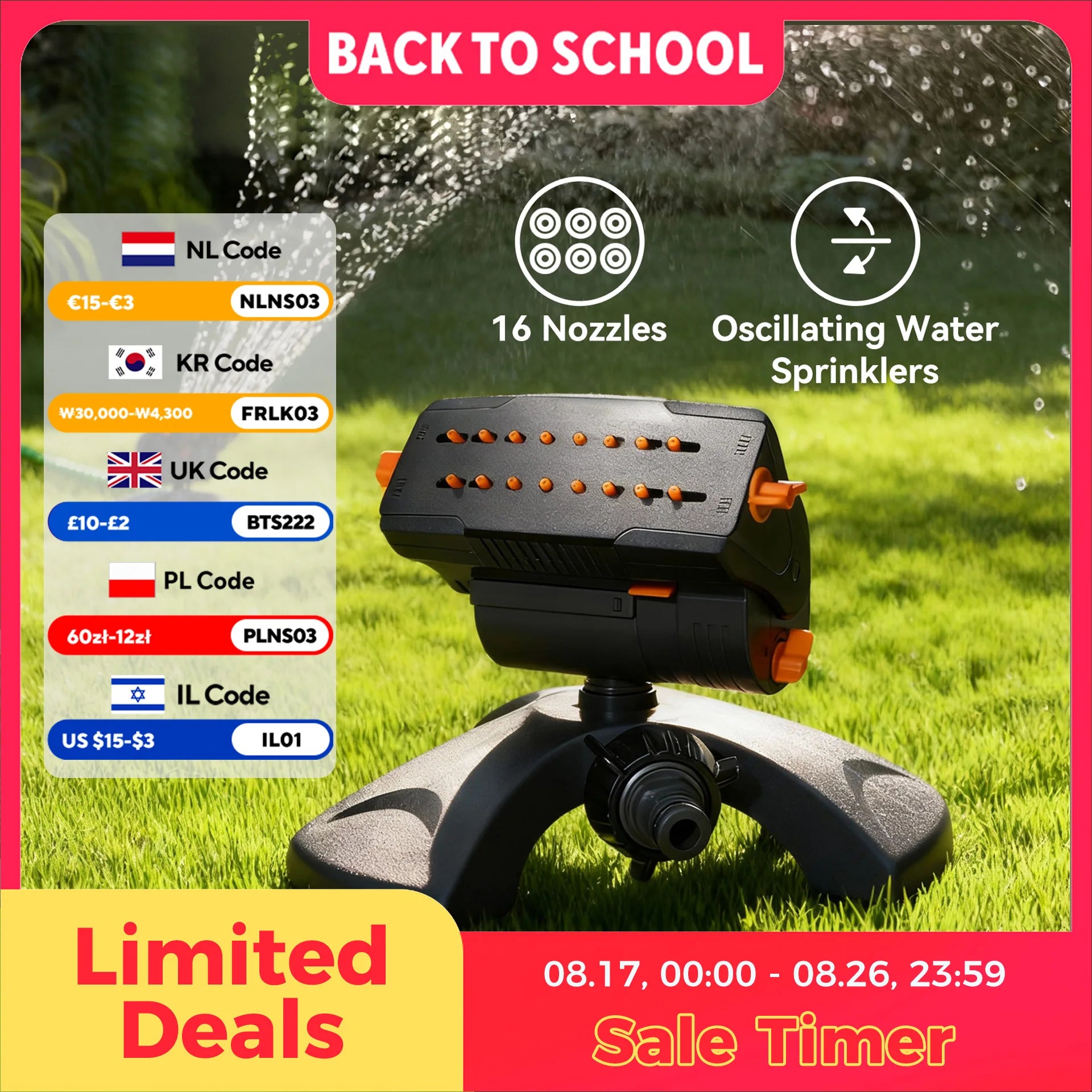 Diivoo Mini Turbo Oscillating Water Sprinklers for Yard, Garden Sprinkler with Large Base, Adjustable Width, Range and Flow Rate