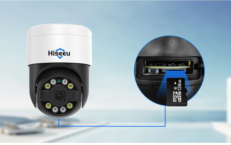 Hiseeu 8MP 4K POE PTZ IP Camera Color Night Vision Face Detection Audio Outdoor H.265 Onvif AI Street Home Security CCTV Camera