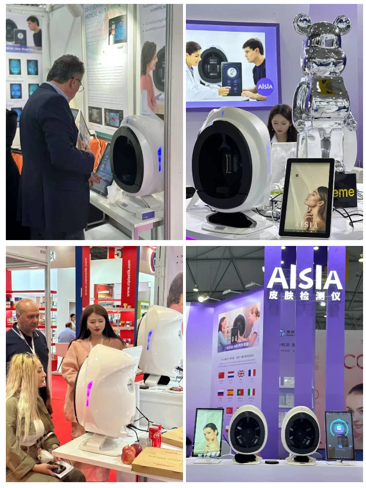 Smart AI facial skin analysis instrument with anti-aging scanner technology for professional beauty diagnostics.
