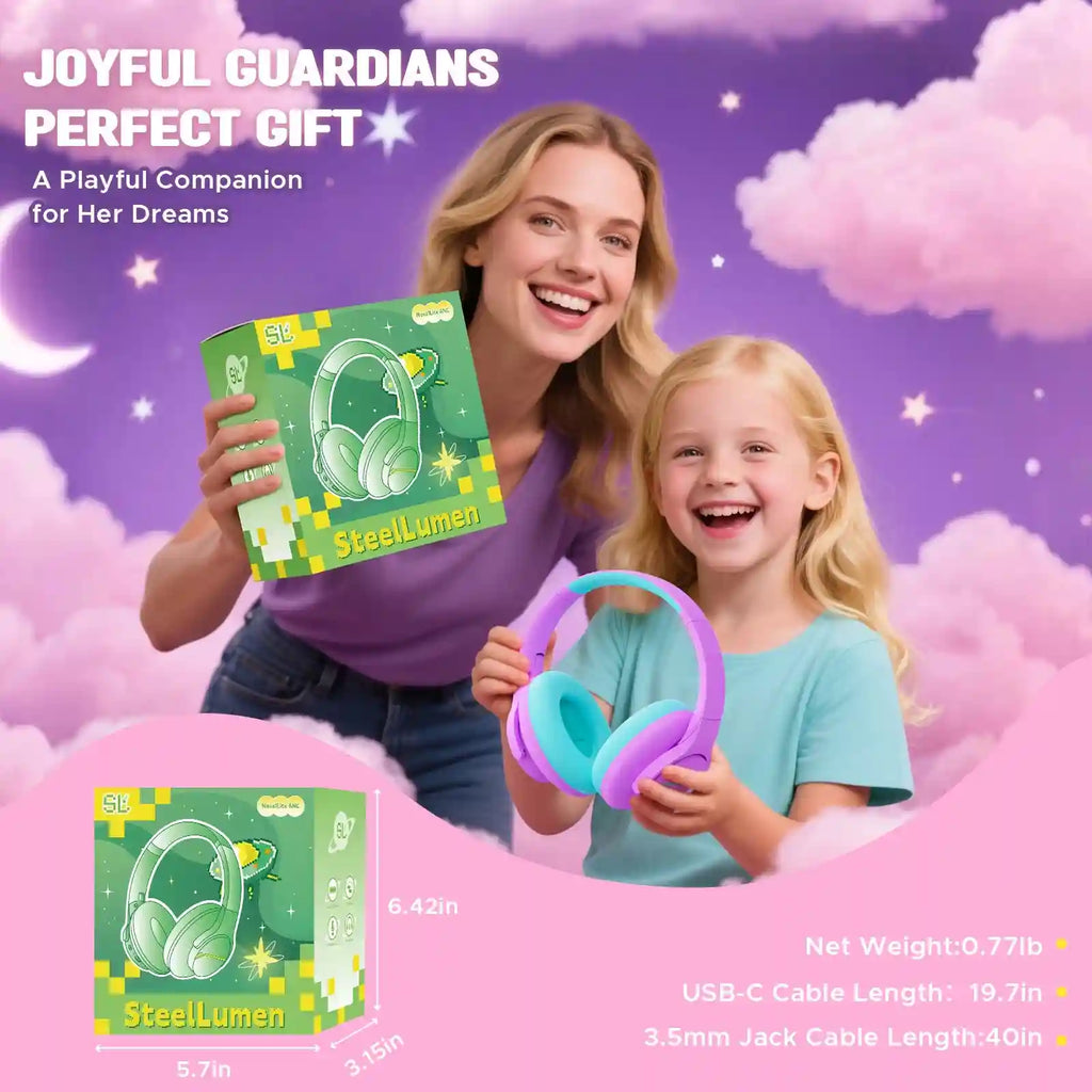 Kids Wireless Headphones with Active Noise Cancellation - Safe Audio Tidesmit