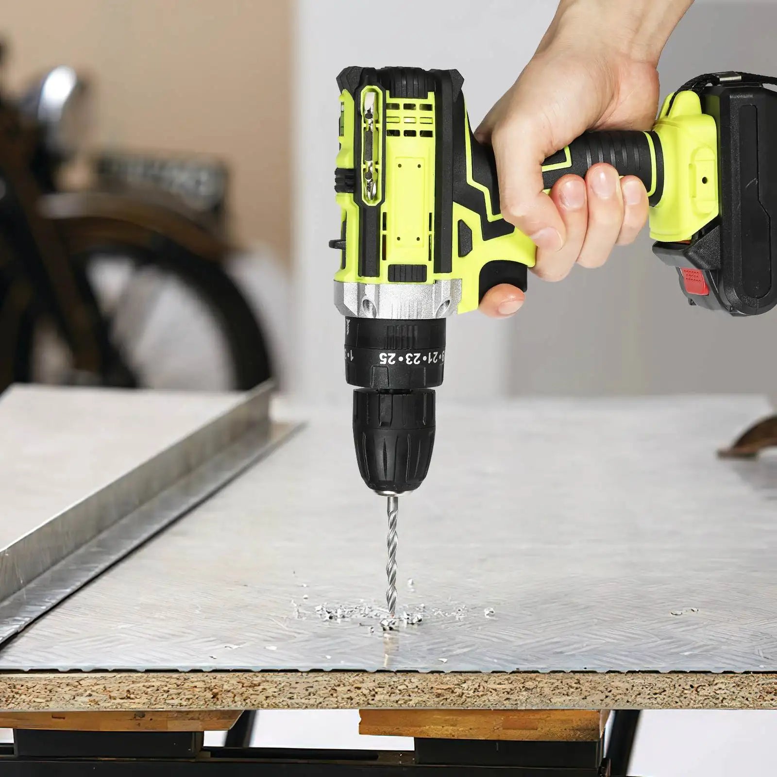 28V Cordless Impact Drill Screwdriver 1350rpm High Speed, Rechargeable Household Power Tool Complete with Matching Drill Bits Set