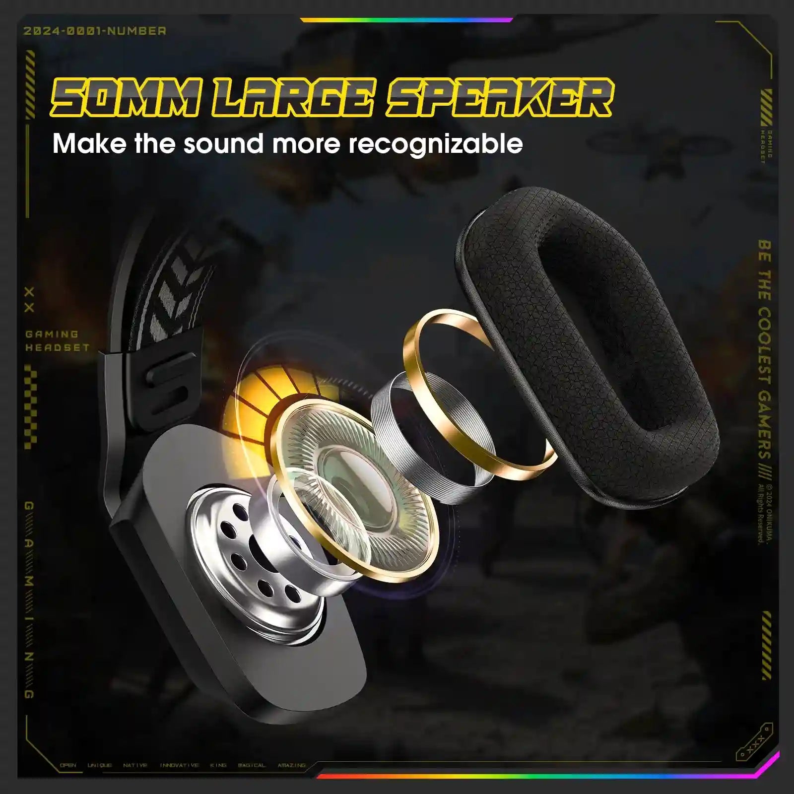 Gaming Headset with RGB Microphone - Wired Over-Ear PC Headset Tidesmit