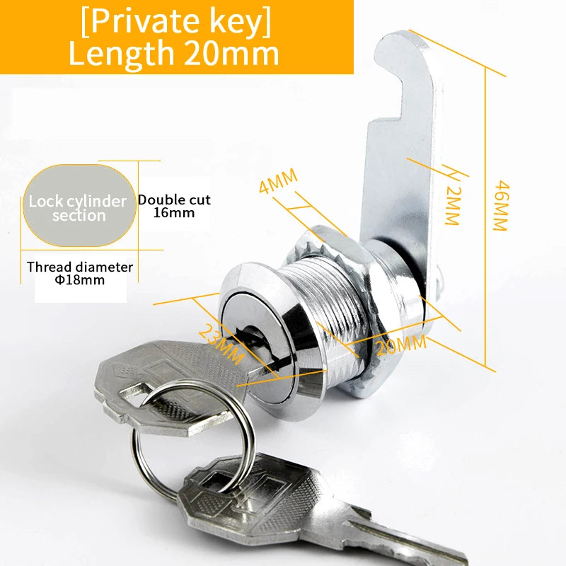 5Set Security Lock Metal Cylinder Cabinet Locker Cam Lock With Keys Security Mailbox Lock Drawer 16mm/20MM/25MM/30MM