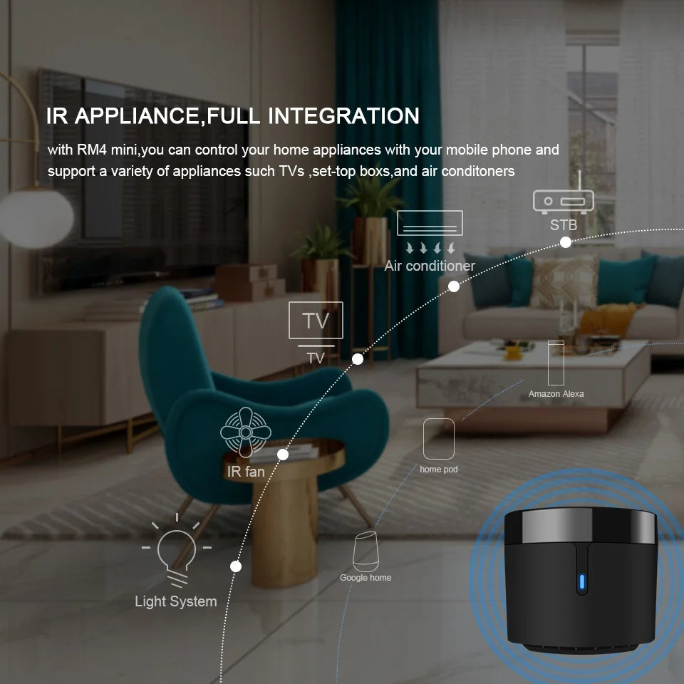 BroadLink RM4 Pro RM4+ HTS2 Version Smart Remote Control with Temperature Humidity Sensor Wireless Universal Remote Smart Home
