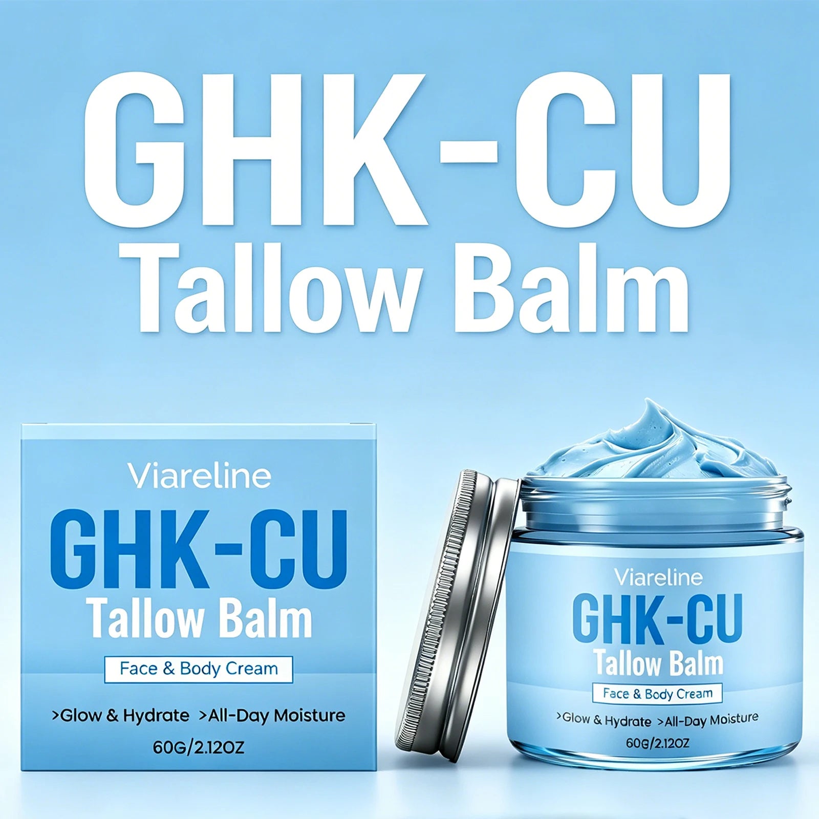 Copper Peptide Tallow Balm Blue Tansy Manuka Honey Face & Body Moisturizer Dry Sensitive Skin Natural Healing Grass Fed 60g