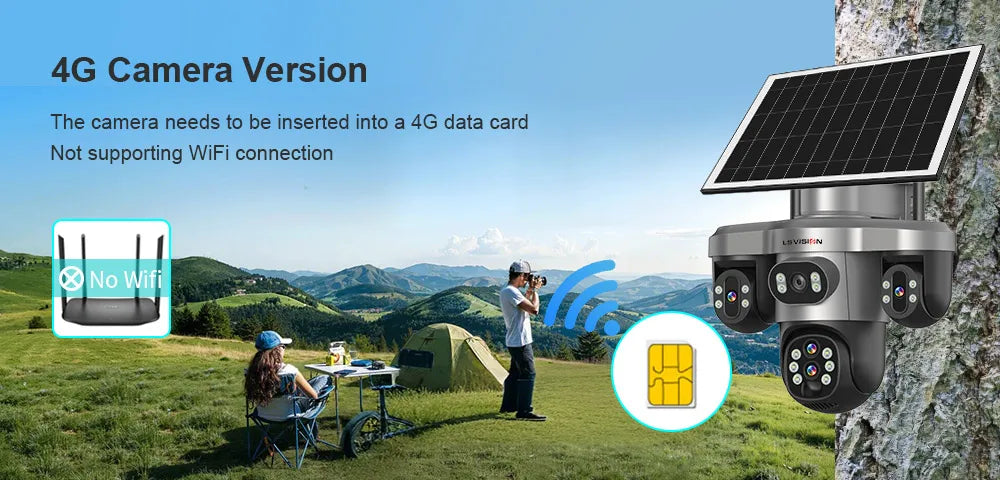 LS VISION 20MP 10X Optical Zoom 4G Solar Camera Outdoor WiFi Three Screen 3PTZ 360° Auto Tracking Security CCTV Camera V380 Pro