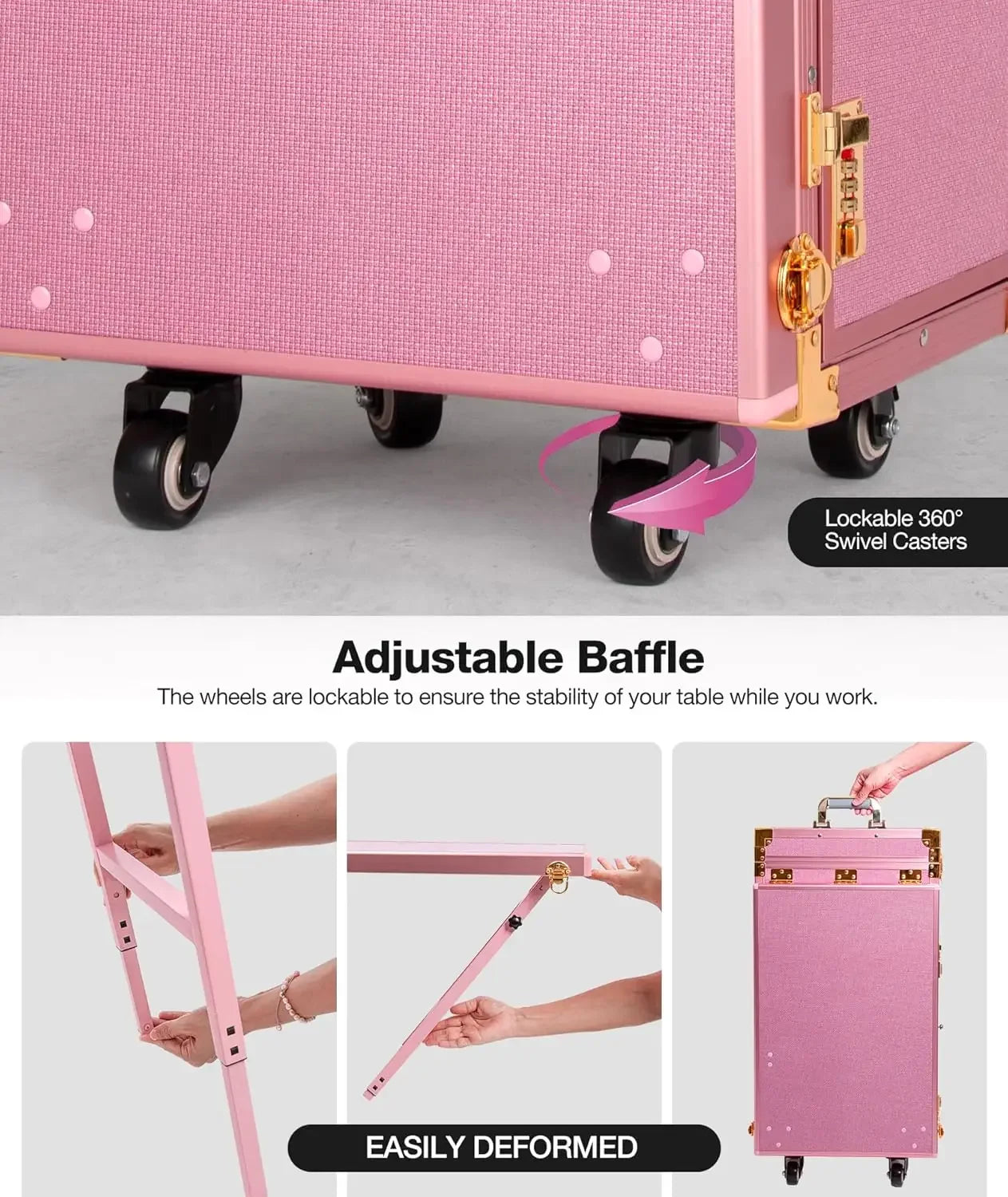 Rolling Manicure Table | Foldable Makeup Train Case - Tidesmit Massage Chairs Tidesmit