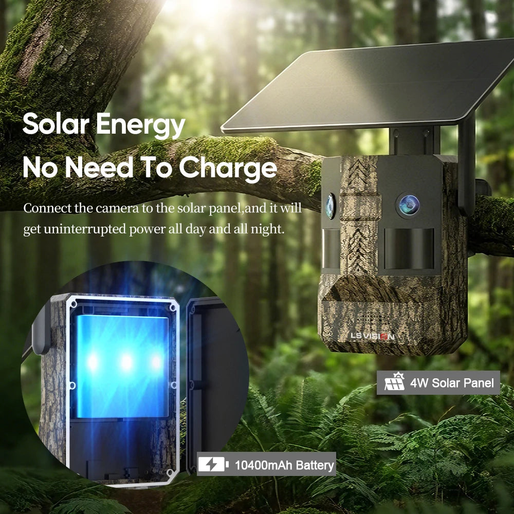 UCON 24MP Outdoor Solar Cellular Trail Camera Wildlife Camera Dual Screen Dual PIR Animal Detection 0.2s Triggered Night Vision