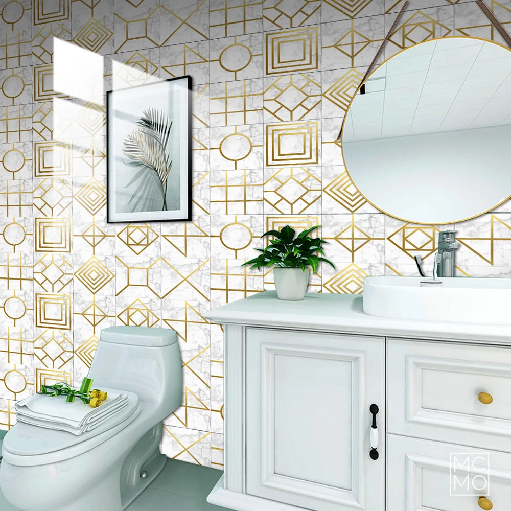 10pcs Crystal Tile Wall Stickers Self-Adhesive Kitchen Tiles PVC Backsplash Stickers Peel and Stick Bathroom Faux Stone Effect