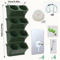 Army-green stackable wall planter with oval planting cups, mounting accessories included