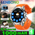 SENBONO Men's Smart Watch Amoled Display Bluetooth Call 1000mAh Compass Led Light IP68 Waterproof Sport Smartwatch For Men