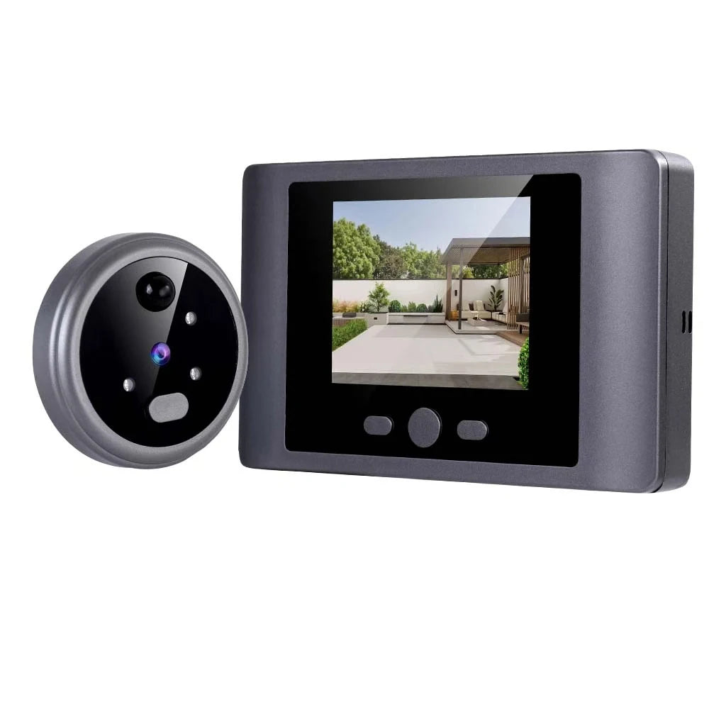 Grey door peephole video viewer with LCD screen and camera module