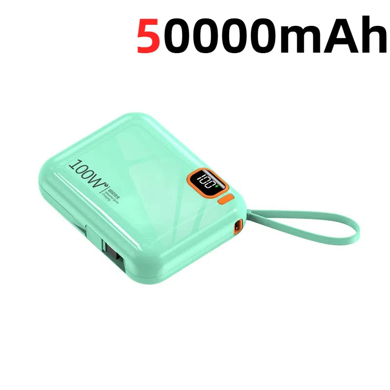 Tidesmit 50000mAh Fast Charging Power Bank with Detachable Cable green 50000mAh Tidesmit