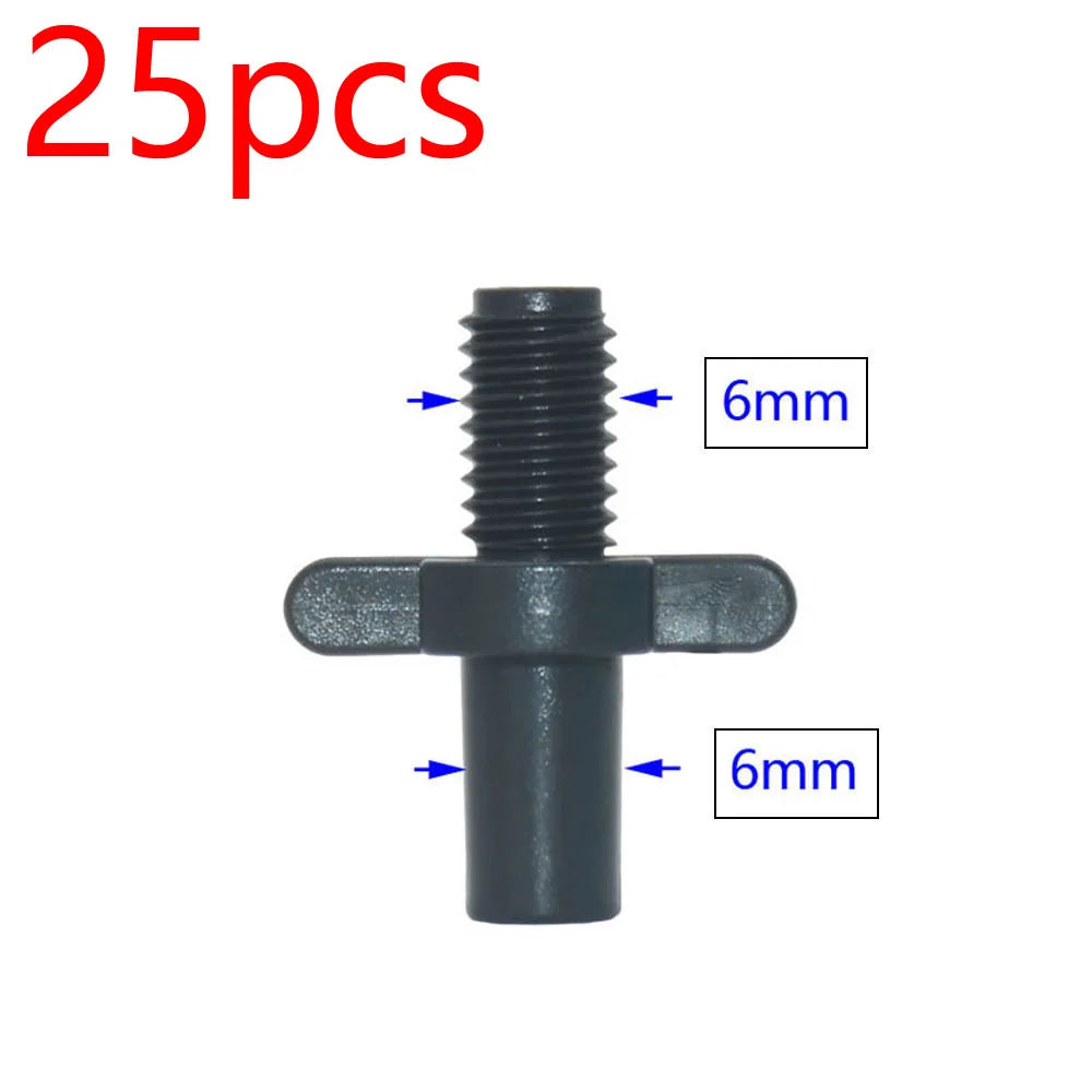 Black barbed hose connector plug with 6mm measurement marks