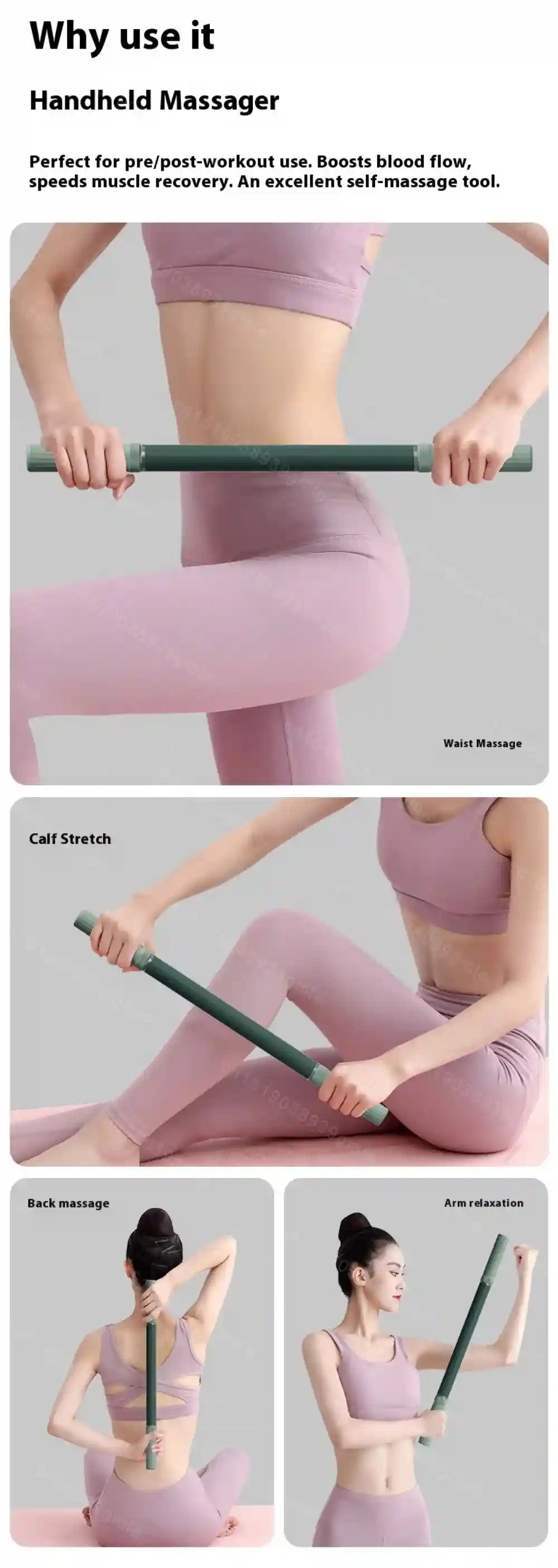 Yoga Fascia Stick 57cm Massage Roller for Deep Tissue Muscle Recovery Massage Roller Tidesmit