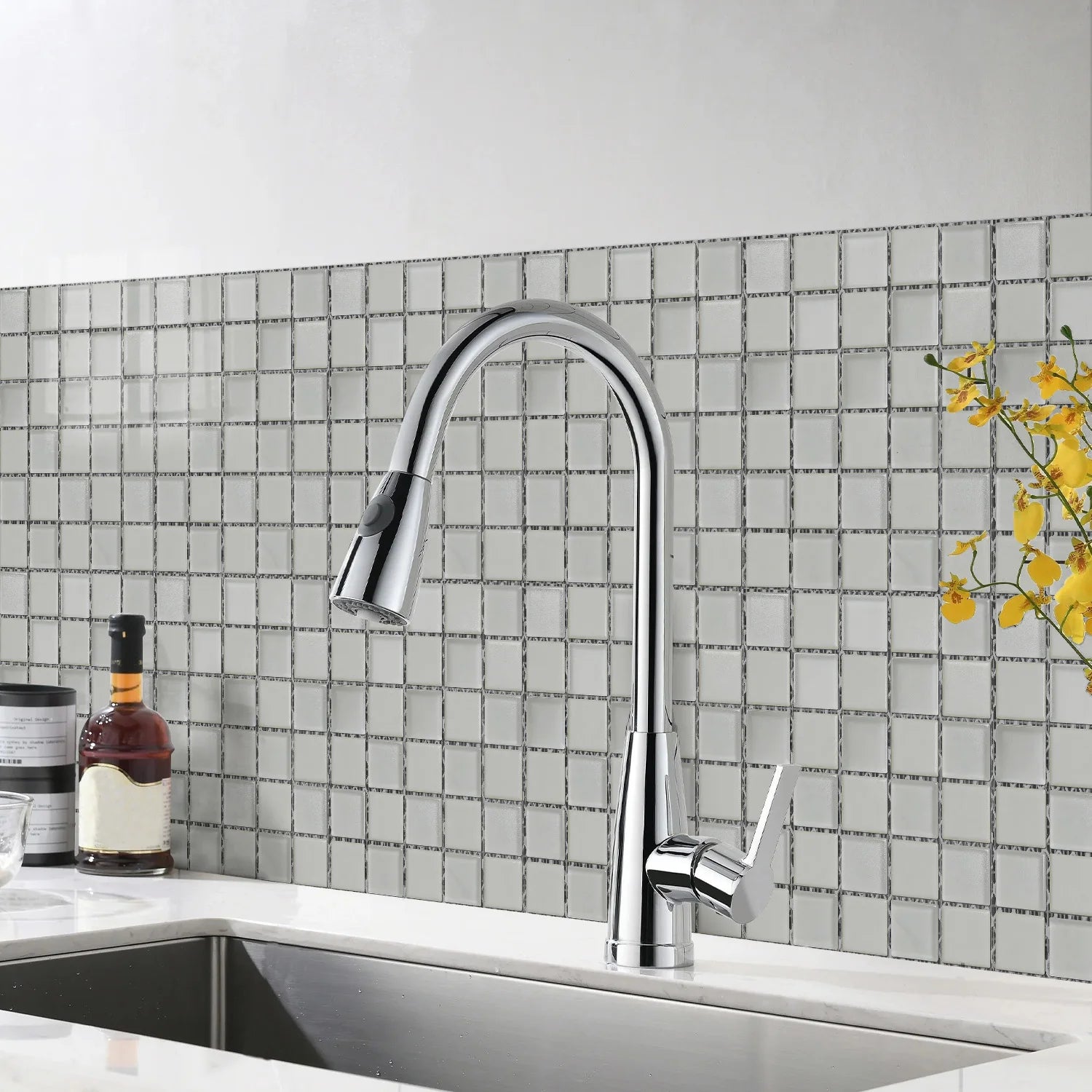 Peel and Stick Mosaic Tile Stickers 6.7x9inch Self Adhesive 3D Thick PE Foam Waterproof Kitchen Bathroom Backsplash Wall Decals