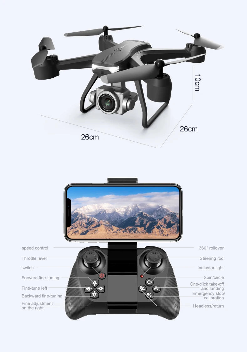 4K Dual Camera Drone: Foldable Beginner GPS Drone with Height Hold Tidesmit