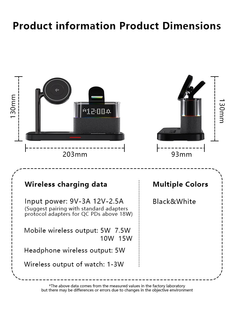 Qi2 Wireless Charger with Alarm Clock & RGB Light - Tidesmit Tidesmit