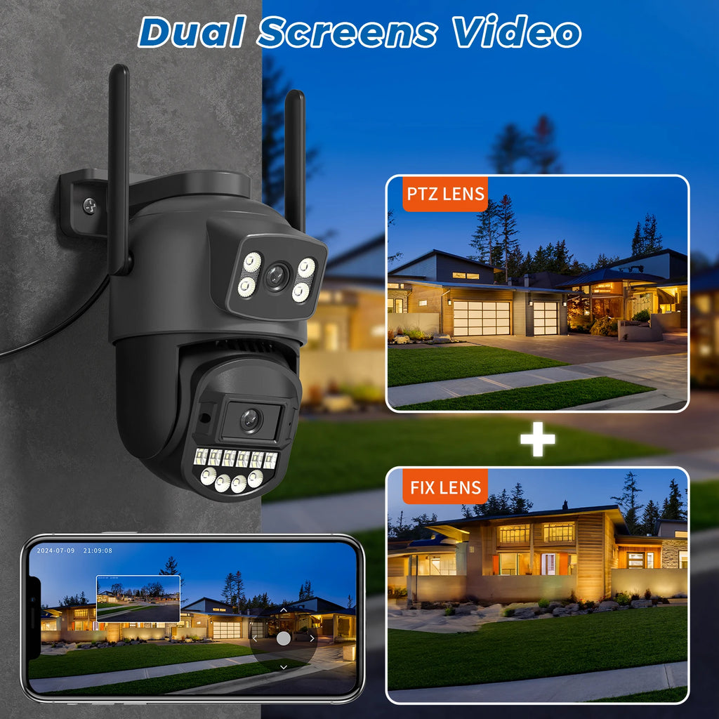 10MP PTZ IP Camera 8MP 5K Outdoor Dual Lens Dual Screen 5G WIFI Camera AI Tracking Security Protection CCTV Surveillance Camera