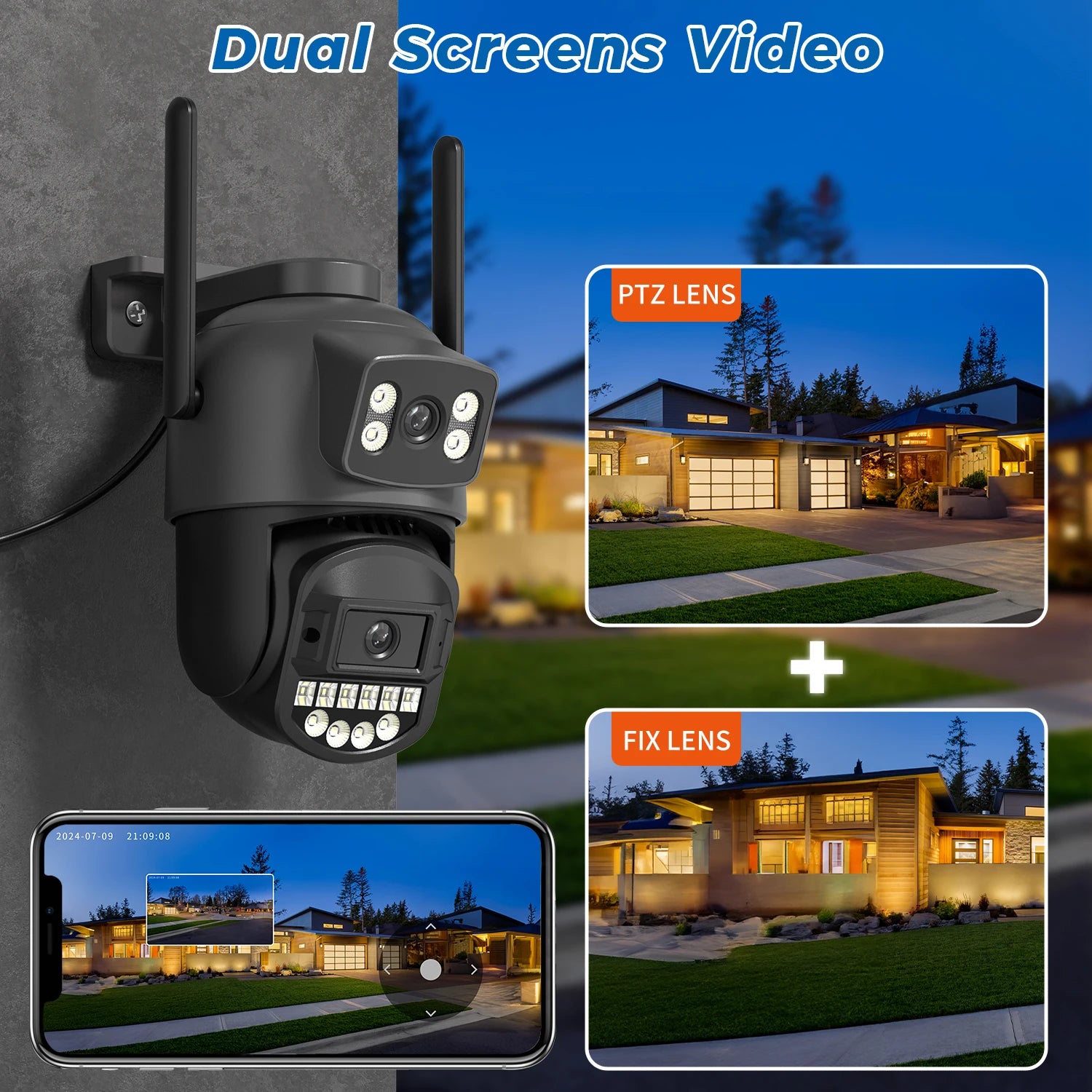 10MP PTZ IP Camera 8MP 5K Outdoor Dual Lens Dual Screen 5G WIFI Camera AI Tracking Security Protection CCTV Surveillance Camera