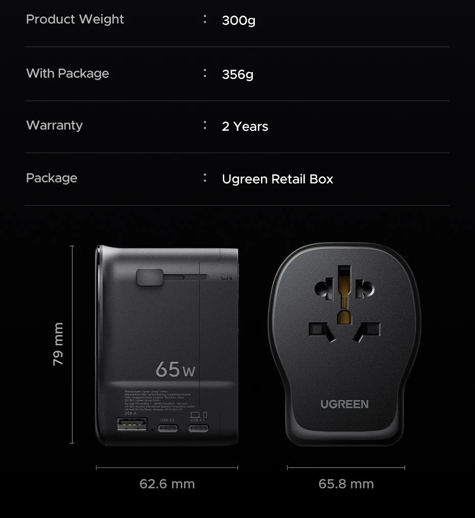 65W Universal Travel Adapter | USB-C Fast Charger by Tidesmit Tidesmit