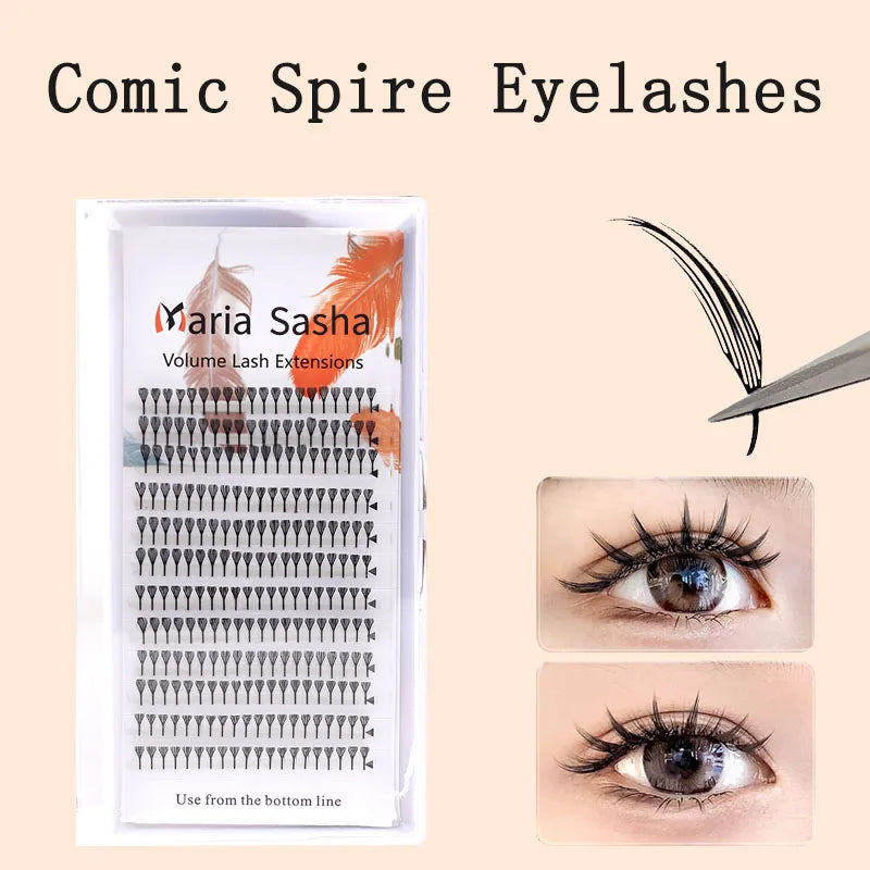 Manga Feather Spire Eyelash Extensions, 0.07mm D Curl Faux Lashes False Eyelashes Tidesmit