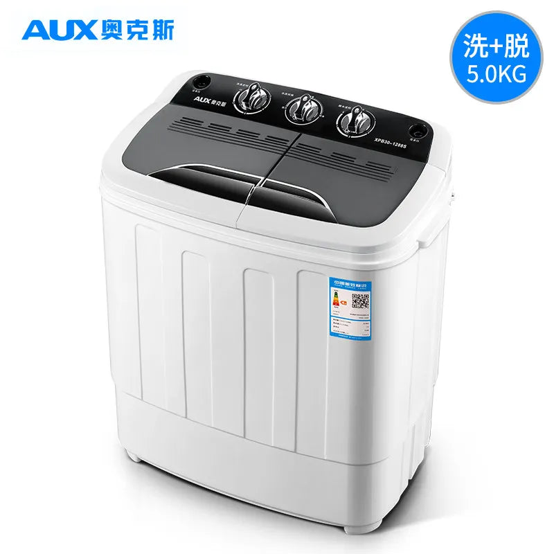 Tidesmit 5KG dual barrel semi-automatic washing machine side view showing compact design for small laundry spaces