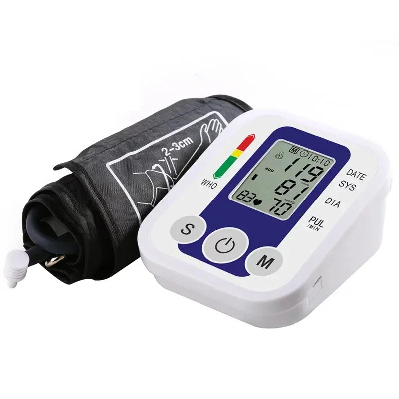 Digital Arm Blood Pressure Meter Cuff Medical Automatic Pressure Tonometer Tensiometer Heart Rate Pulse Meter BP Monitor Healthy